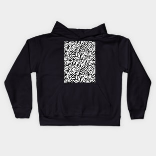 Floral Geometric Abstract Art - Black And White Kids Hoodie